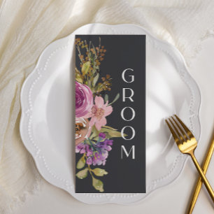 Dusty Pink Purple Floral Wedding Chair Sign Menu