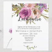 Dusty Pink Purple Floral Wedding Invitation (Front/Back)
