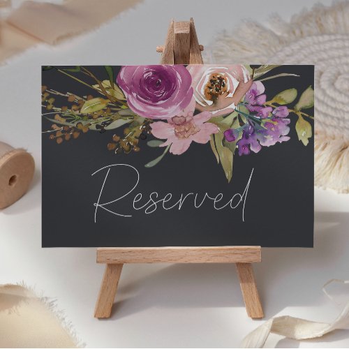 Dusty Pink Purple Floral Wedding Place Card