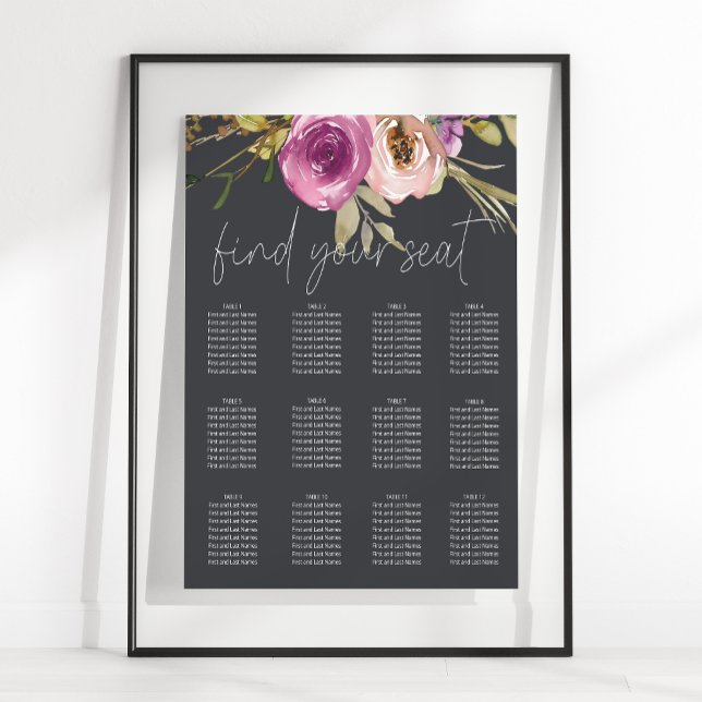 Dusty Pink Purple Floral Wedding Seating Chart (Creator Uploaded)