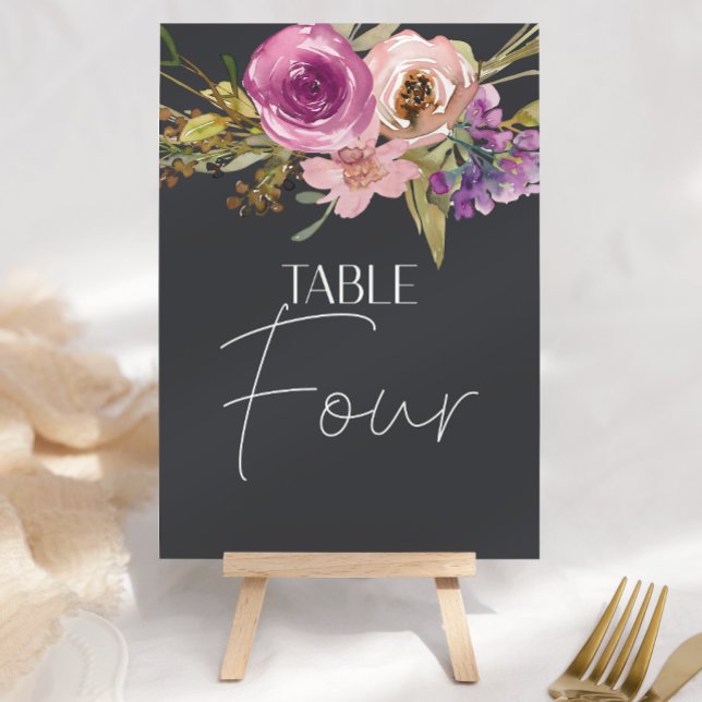 Dusty Pink Purple Floral Wedding Table Number (Creator Uploaded)