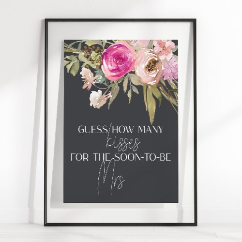 Dusty Pink Purple FloralGuess How Many Kisses Game Poster