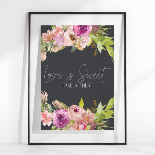 Dusty Pink Purple Wedding Love Is Sweet Favor Poster