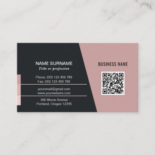 Dusty pink QR code business card with Logo