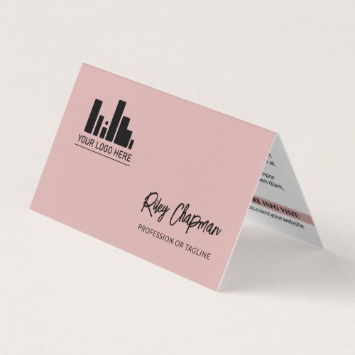 Dusty Pink QR Code Photo Social Media Icons Business Card