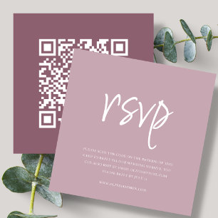Dusty Pink   QR Code   Wedding RSVP Enclosure Card