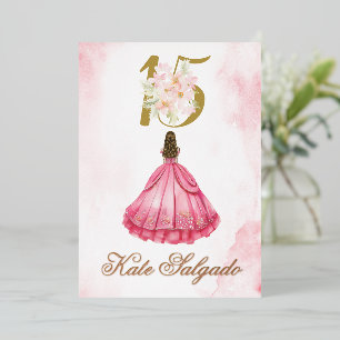 Dusty pink Quinceanera invitation  Foil Invitation