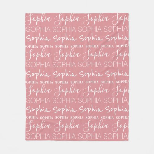Dusty Pink Repeating Name Simple Personalized Fleece Blanket