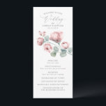 Dusty Pink Romantic Elegant Flowers Wedding Program<br><div class="desc">Dusty rose flowers and eucalyptus watercolor wedding programs</div>