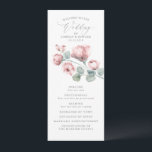 Dusty Pink Romantic Elegant Flowers Wedding Program<br><div class="desc">Dusty rose flowers and eucalyptus watercolor wedding programs</div>