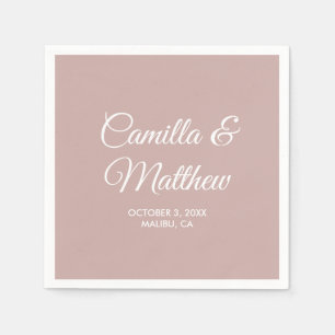 Dusty Pink Romantic Script Personalized Wedding Napkins