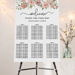 Dusty Pink Rose 6-Table Wedding Seating Chart Foam Board