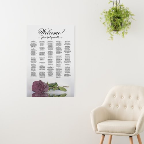 Dusty Pink Rose Alphabetical Seating Chart Welcome Foam Board