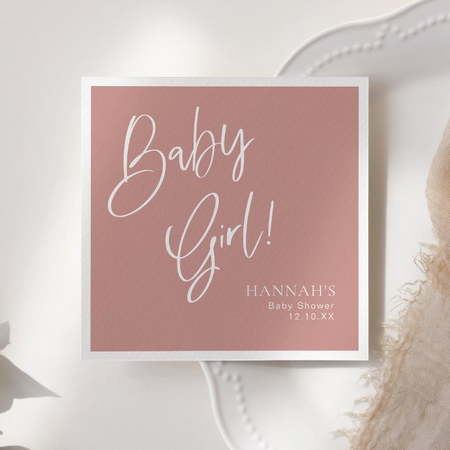 Dusty Pink/ Rose Baby Girl Baby Shower Napkins (Creator Uploaded)