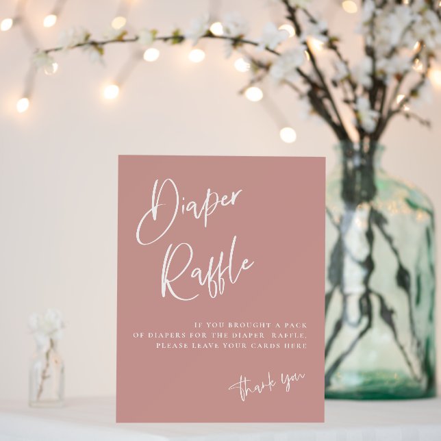 Dusty Pink/ Rose Baby Shower Diaper Raffle  Foam Board (In Situ (Wedding))