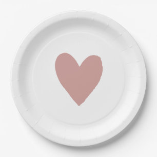 Dusty Pink/ Rose Baby Shower Heart Paper Plates
