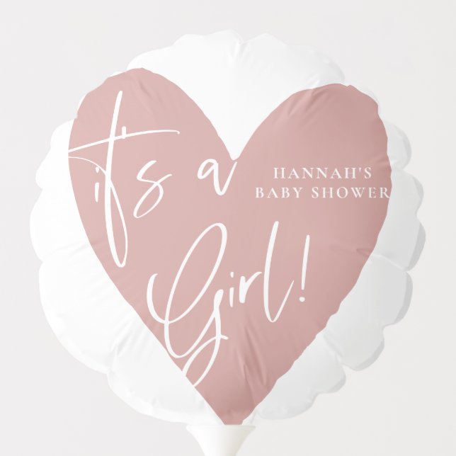 Dusty Pink/ Rose Baby Shower Its a girl heart Balloon (Back)