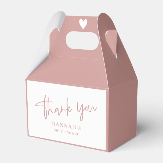 Dusty Pink/ Rose Baby Shower thank you Favor Boxes (Front Side)