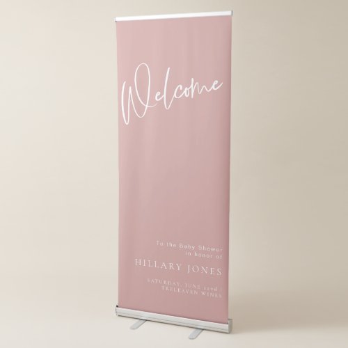 Dusty pinkrose Baby Shower Welcome banner sign