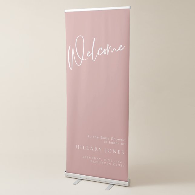 Dusty pink/rose Baby Shower Welcome banner sign (3/4)