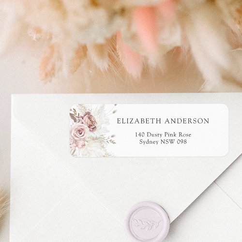 Dusty Pink Rose Blush Floral Return Address Label