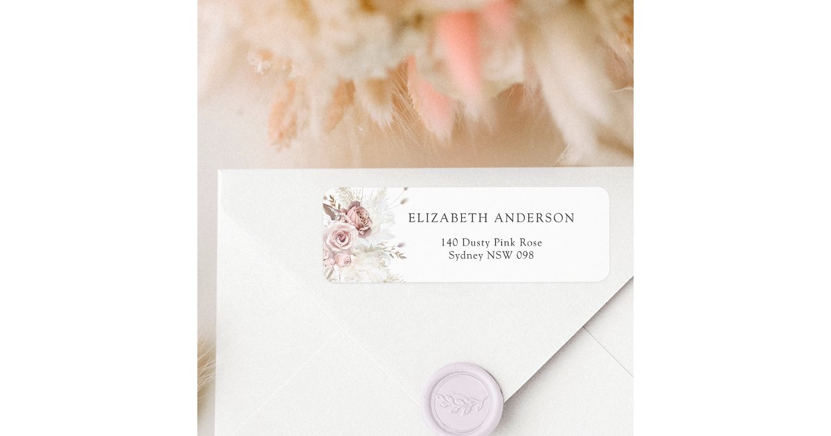 Dusty Pink Rose Blush Floral Return Address Label | Zazzle