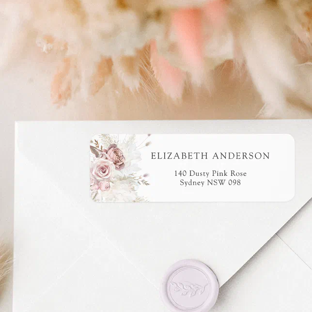 Dusty Pink Rose Blush Floral Return Address Label | Zazzle