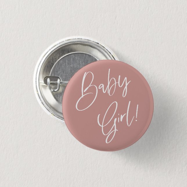 Dusty Pink/ Rose Bohemian Baby Girl shower Button (Front & Back)