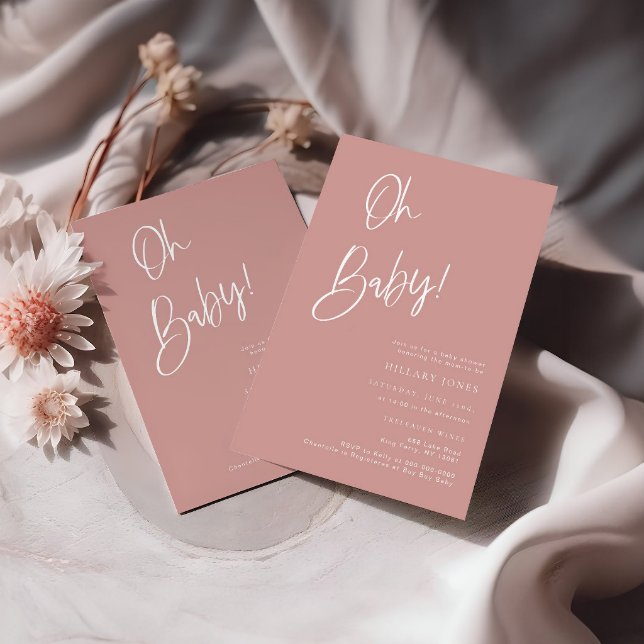 Dusty Pink/ Rose Bohemian Baby Shower Invitation