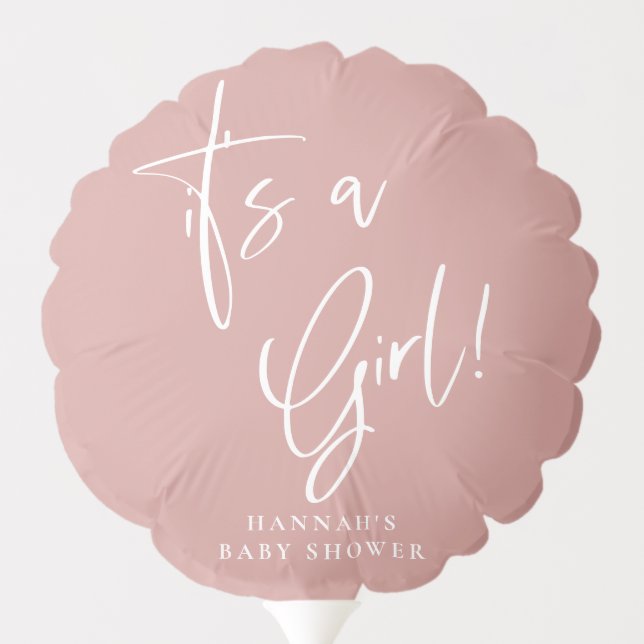Dusty Pink/ Rose Bohemian Baby Shower Its a girl Balloon (Back)