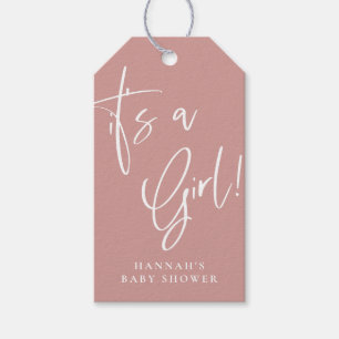 Dusty Pink/ Rose Bohemian Baby Shower Its a girl Gift Tags