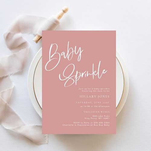 Dusty Pink Rose Bohemian Baby Sprinkle Invitation