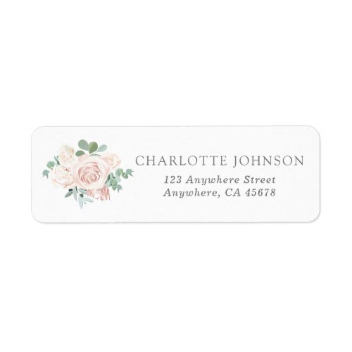 Dusty Pink Rose Eucalyptus Greenery Return Address Label