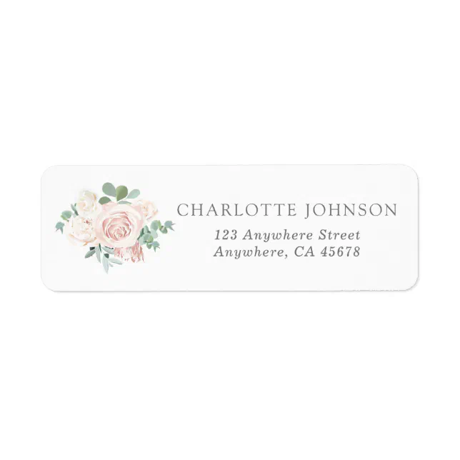 Dusty Pink Rose Eucalyptus Greenery Return Address Label | Zazzle