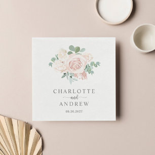 Dusty Pink Rose Eucalyptus Greenery Wedding Napkins