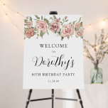 Dusty Pink Rose Floral 80th Birthday Welcome  Foam Board<br><div class="desc">Welcome guests to your 80th birthday party with this elegant dusty pink rose floral welcome sign. A pretty arrangement of watercolor pink roses nestled in soft sage green leaves decorate the sign. The birthday celebrant's name is written in a large trending script font. The remainder of the text is a...</div>