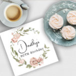 Dusty Pink Rose Floral 90th Birthday Napkins<br><div class="desc">Soft dusty pink roses create a beautiful rustic floral wreath. The woman's name and 90th birthday follow; This napkin is part of the Dusty Pink Rose collection. It contains many DIY templates that let you quickly create invitations and party supplies.</div>