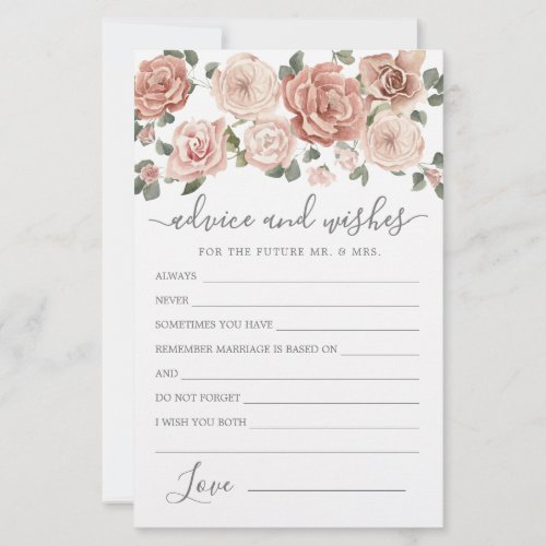 Dusty Pink Rose Floral Advice and Wishes Card
