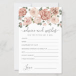 Dusty Pink Rose Floral Advice and Wishes Card<br><div class="desc">A beautiful pink rose floral border tops this Advice and Wishes card.</div>