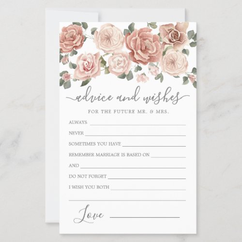Dusty Pink Rose Floral Advice and Wishes Card