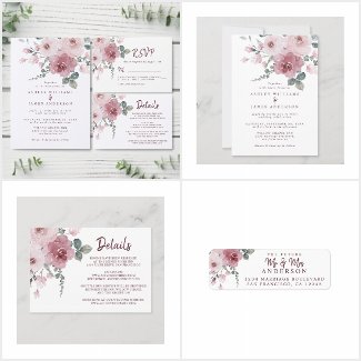 Dusty Pink Rose Floral Wedding Collection
