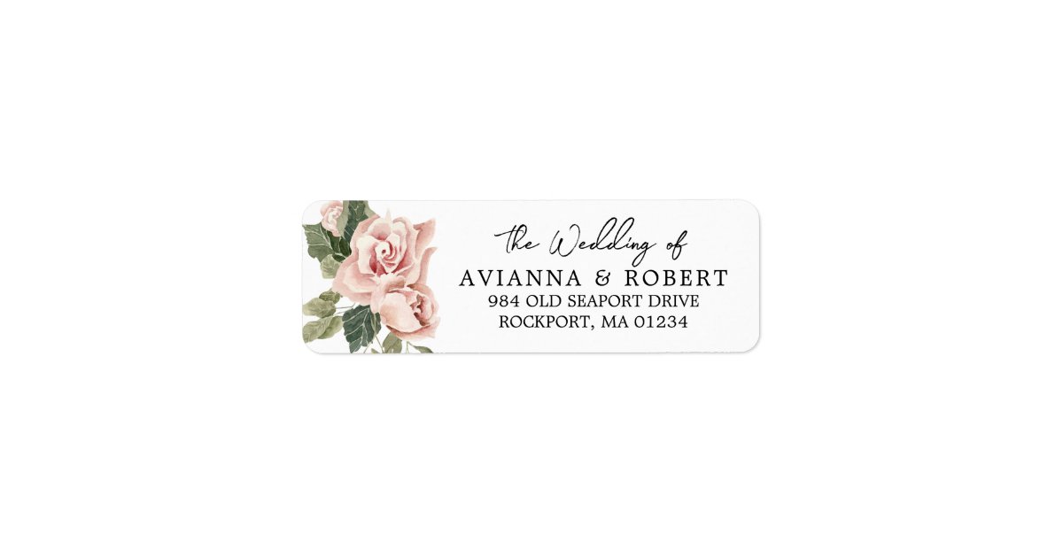 Dusty Pink Rose Floral Wedding Return Address Labe Label | Zazzle