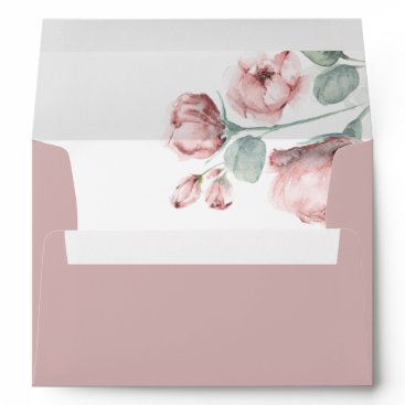 Dusty Pink Rose Flowers Elegant Romantic Envelope