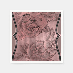 Dusty Pink Rose Gold Elegant Glam Floral Chic Napkins