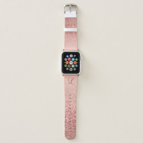 Dusty Pink Rose Gold Glitter Ombre Monogram Apple Watch Band