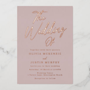 Dusty Pink & Rose Gold Modern Wedding Foil Invitation