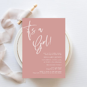 Dusty Pink/ Rose It's a girl Baby Shower Invitation