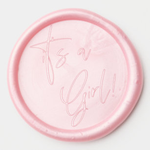 Dusty pink/ rose its a girl baby shower  wax seal sticker