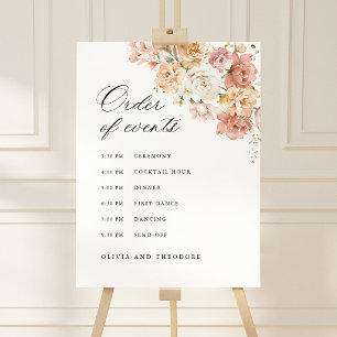 Dusty Pink Rose Order of Events Wedding Sign
