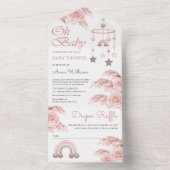 Dusty Pink Rose Pampas Boho Rainbow Baby Shower All In One Invitation (Inside)
